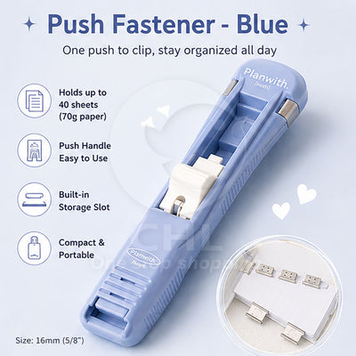 PlanWith Push Series Clip Pusher Fresh and Portable Paper Binding Organizing Push Clip and Clip Pusher Set Smiling Metal Small Clip
