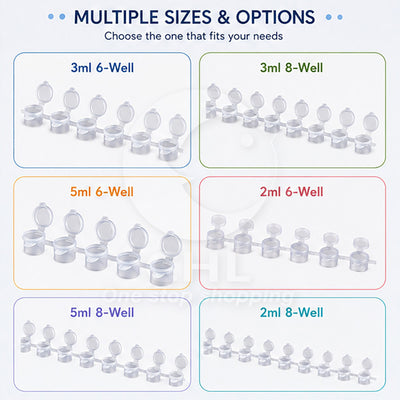 Acrylic Paint Palette Box – 6-Well / 8-Well Portable Paint Container | 2ml / 3ml / 5ml Options