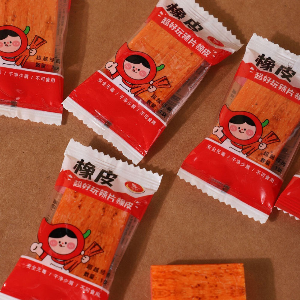 Spicy Snack-Shaped Eraser – Realistic “Latiao” Design, Fun Stress-Relief Stationery