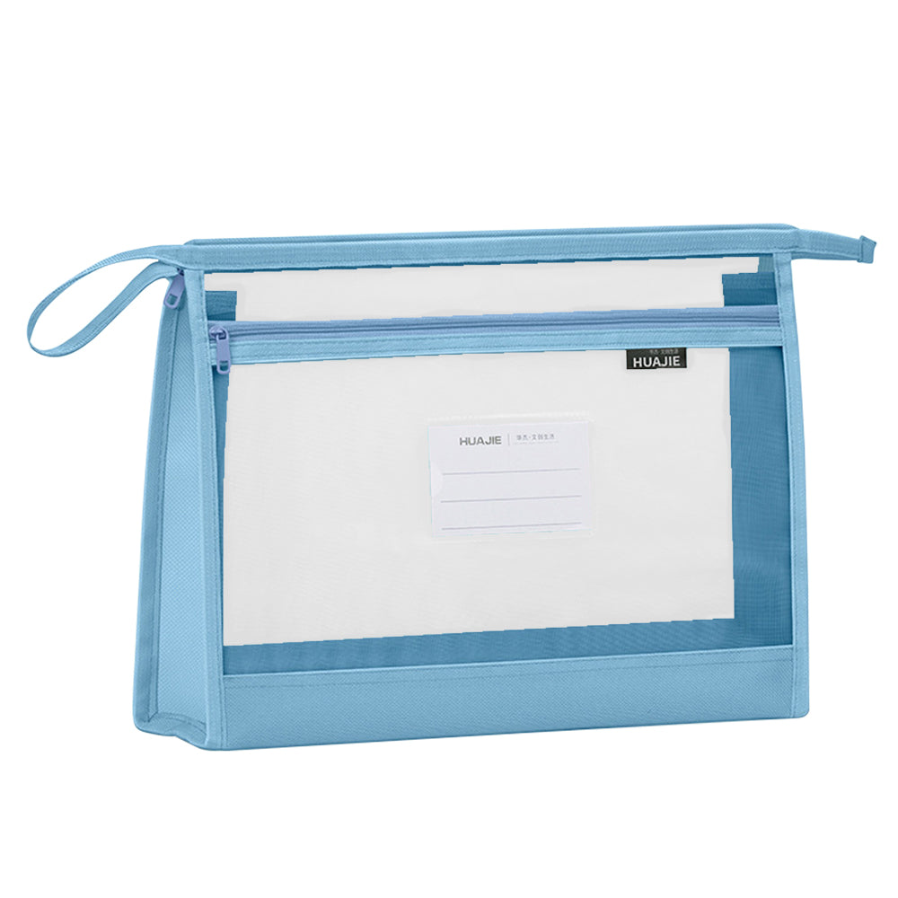 Muji-Style Morandi Mesh Transparent Pencil Case - Minimalist & Durable