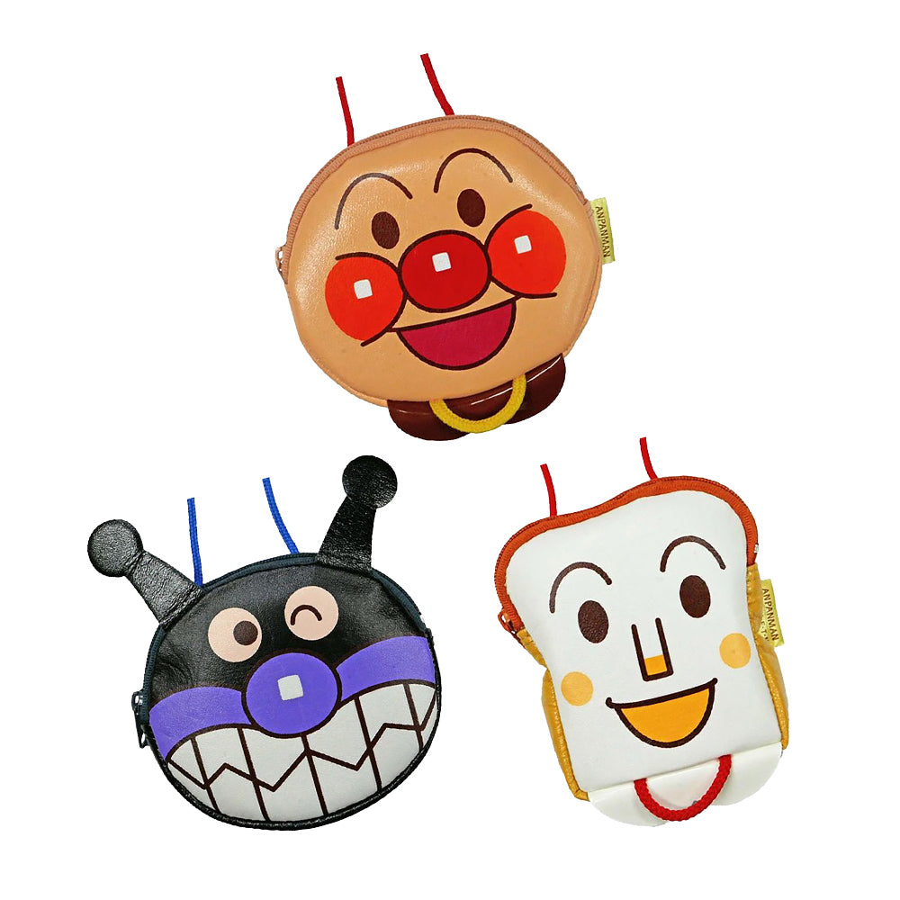 Anpanman Neck Bag Halter Coin Bag Coin Purse Travel Accessories Travel Outing Meany Man Breadhead Man Children's Key Bag Small Item Storage