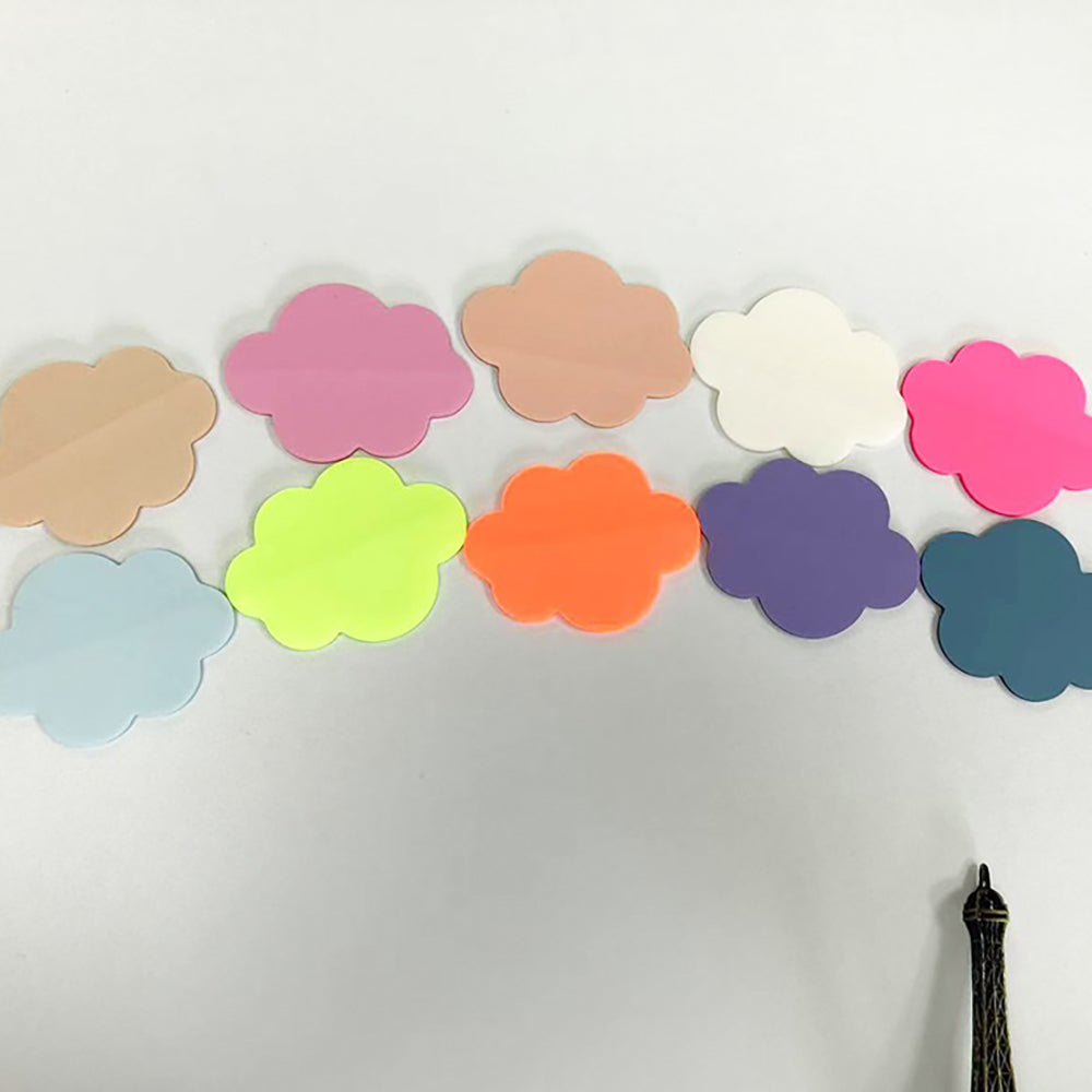 Fluorescent Cloud Sticky Notes: Transparent PET, 8 Colors