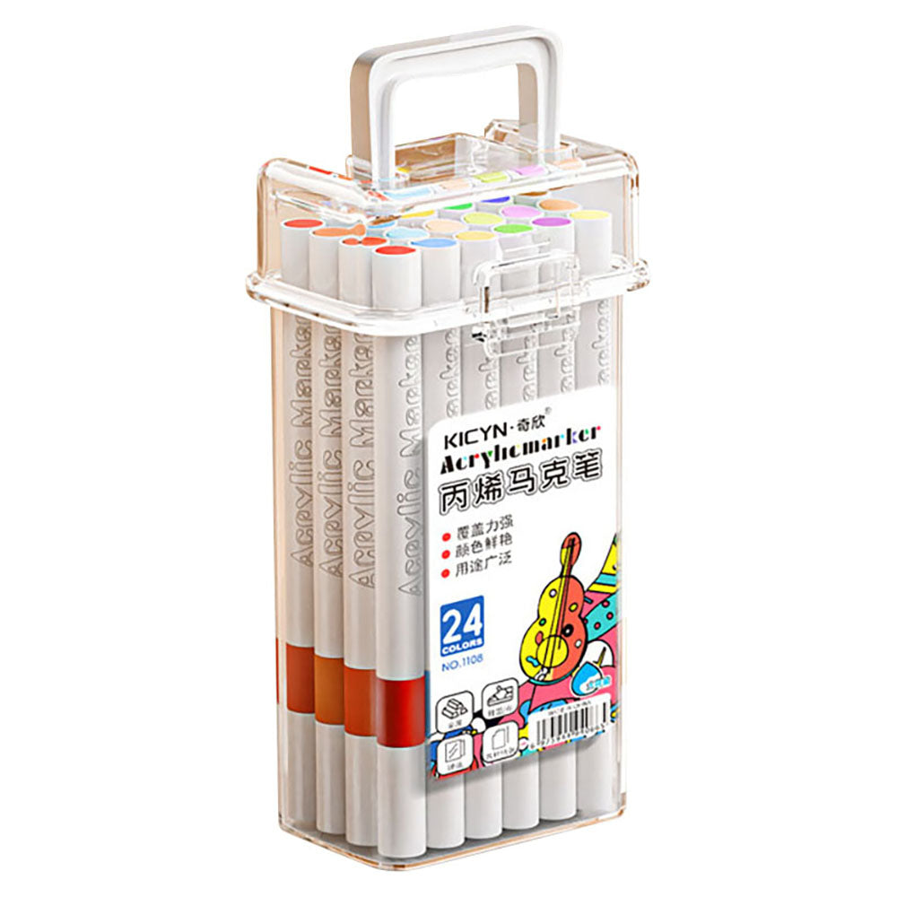 24-Color Acrylic Marker Set – Waterproof Paint Pens, Layering Graffiti Markers for Wood, Glass & Plastic