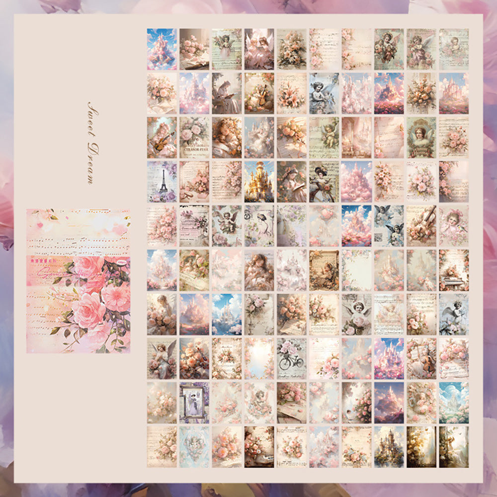 Notebook material paper Retro background decoration Floral style Landscape Soft and beautiful