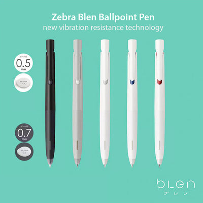 Zebra BA88 BAS88 BLEN NENDO Non Vibrating Ultra Smooth Writing 0.5mm/ 0.7mm oil-based Ballpoint Pen - CHL-STORE