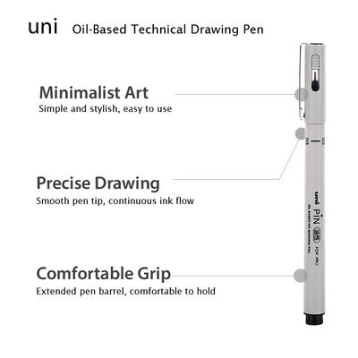 Fine character pen UNI 0.49mm oily very fine black drawing fine character art tool stationery painting student teacher student office PIN01A.24 - CHL-STORE