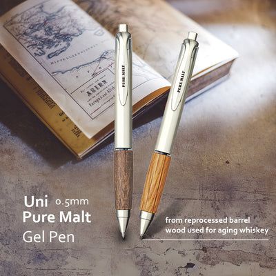 UNI Mitsubishi natural century oak hand grip 0.5mm UMN-515 press gel pen light brown dark brown office meeting writing stationery Japanese texture