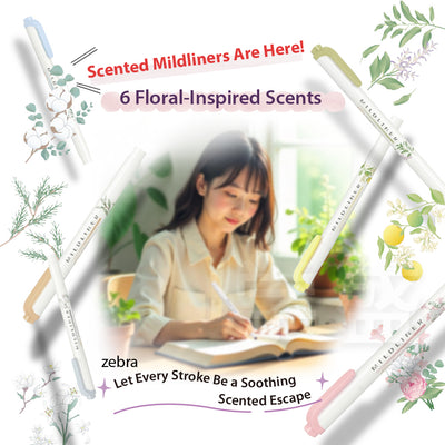 ZEBRA Mildliner Fragrance Highlighter | Double Tip Soft Color Highlighter | 6 Scents | Japan Limited Edition