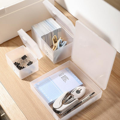 Frosted PP transparent small object storage box, storage, stationery, medicine, general purpose, office small objects, daily necessities 8073 / 8074 / 8075 - CHL-STORE