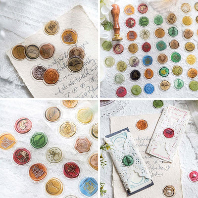 Good day, sealing wax stickers, fire paint glue, wax sealing stickers, gift ideas, material collage, decorative handbook, handmade DIY - CHL-STORE