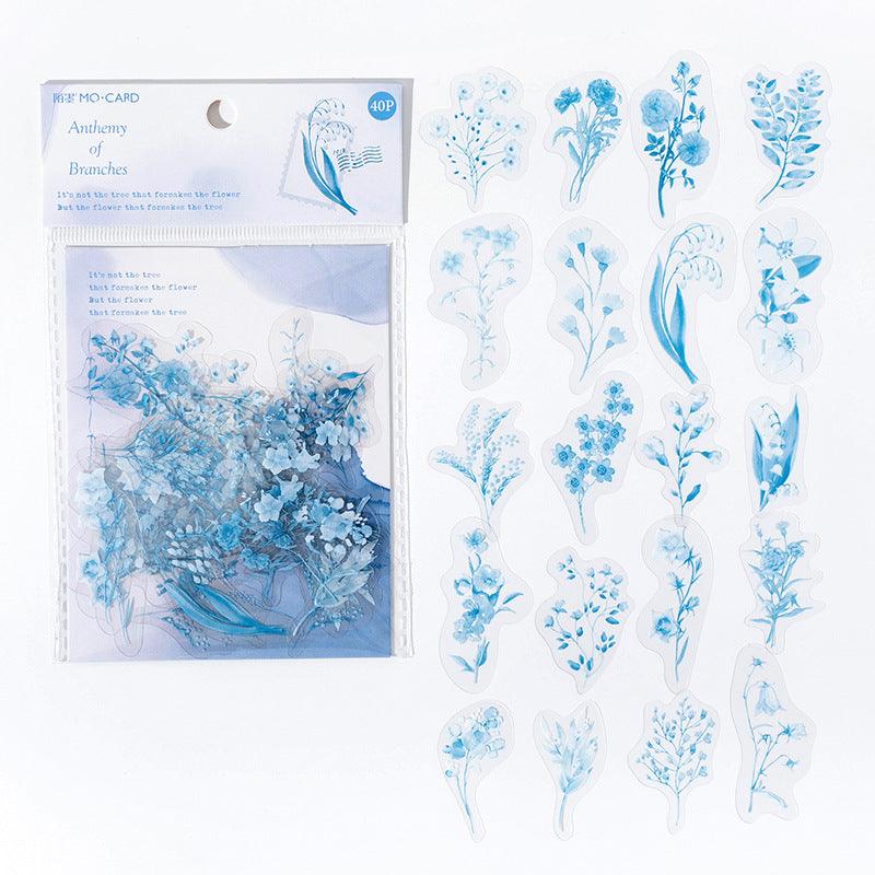 Momo Retro Plants Flowing Light Series Waterproof Pocket Material Decorative Stickers Life Small Objects Adhesive Decoration Exquisite Stickers - CHL-STORE