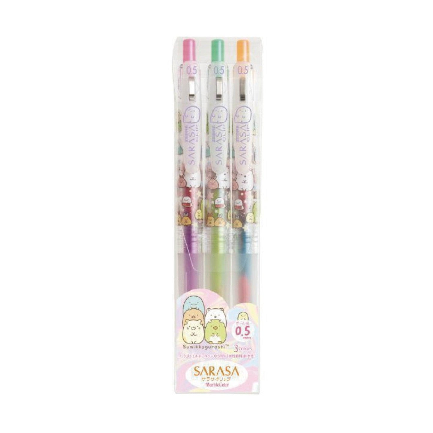 SAN-X x ZEBRA PR0320 SARASA cute cartoon joint name Sumikko Gurashi 0.5MM incredible marble color rendering mixed color gel pen rainbow - CHL-STORE