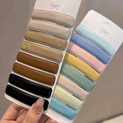 Spring Sense Rectangular Handmade Broken Hair Bangs Hair Clip 8-Piece Set Color System Brown Color System Candy Color System Hair Accessories Styling Accessories - CHL-STORE