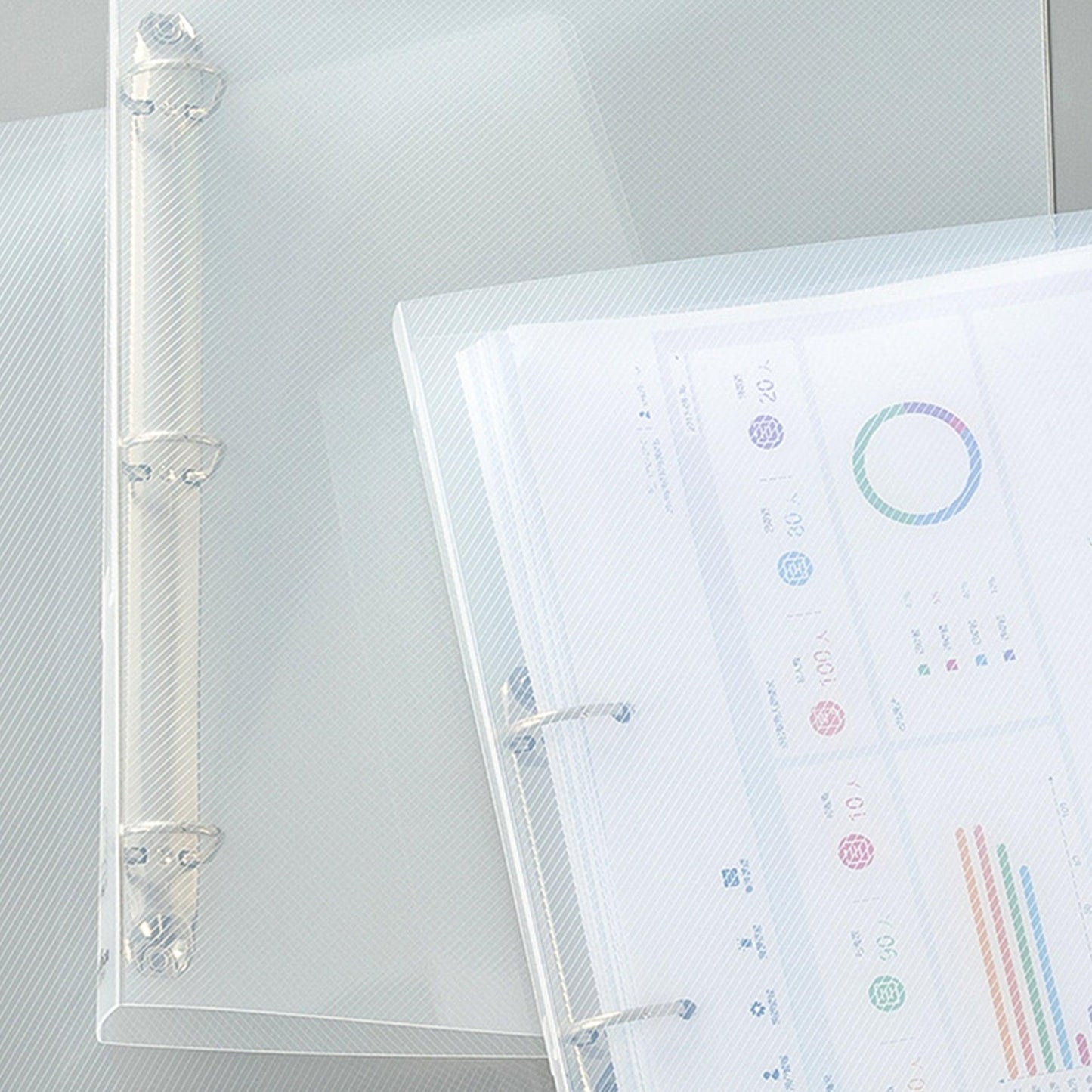 A4 PP DIAGONAL STRIPES TRANSPARENT FOLDER FOR 4 RING BINDER NP-070052 - CHL-STORE