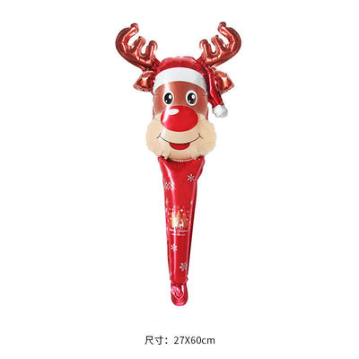 Balloons Christmas Aluminum Film Hand Stick Gifts Elk Santa Claus Candy Cane Gingerbread Man Accessories Party Supplies Birthday Decoration Wedding Anniversary Holiday Children Festival TO-000030 - CHL-STORE