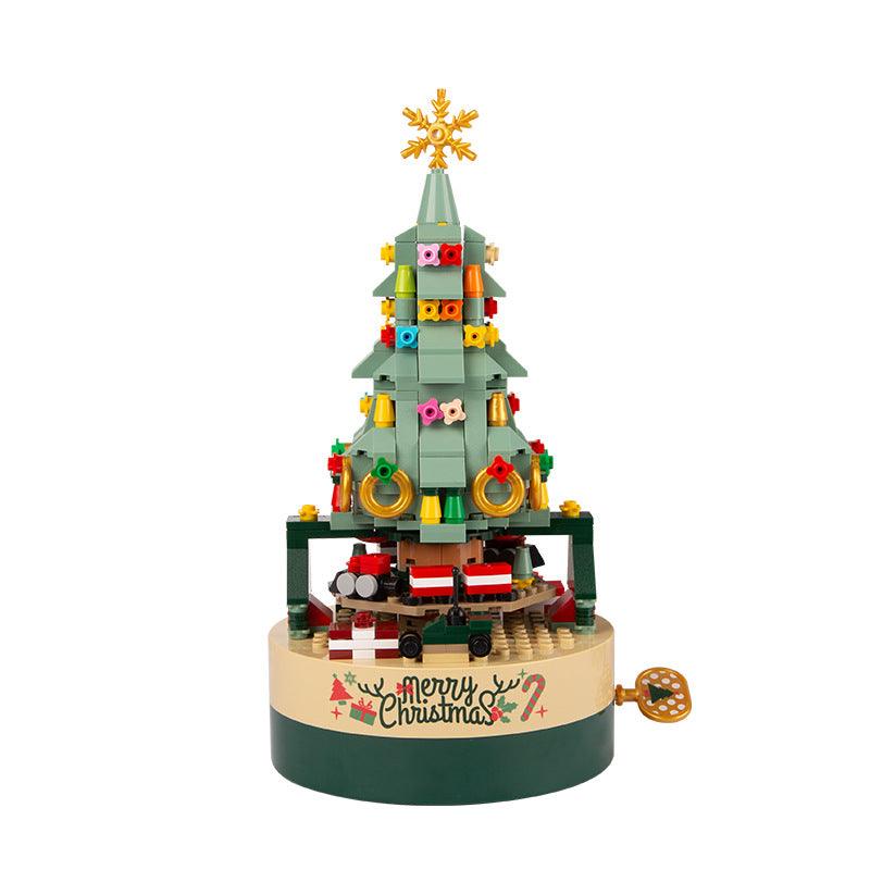 Christmas gift exchange gift Christmas ornaments building blocks Christmas tree music box - with decorative lights (gift box) creative ornaments DIY building blocks TO-000028-1 - CHL-STORE