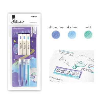Color pencil KUTSUWA Culiculi Japan Rotary type painting 3 colors without sharpener DE001 - CHL-STORE