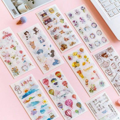 Creative Fresh Watercolor Style Wenqing Illustrations Daily Practical Animals Decorative Stickers Washi Paper Stickers - CHL-STORE