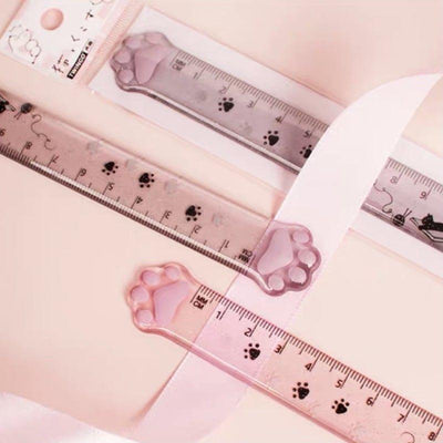 Cute cat scratching ruler cat palm shape shiny shape transparent ruler plastic ruler scale 15cm - CHL-STORE