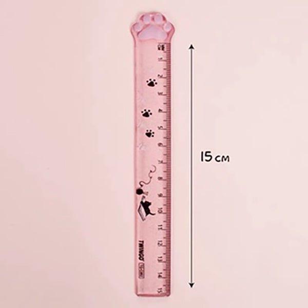 Cute cat scratching ruler cat palm shape shiny shape transparent ruler plastic ruler scale 15cm - CHL-STORE