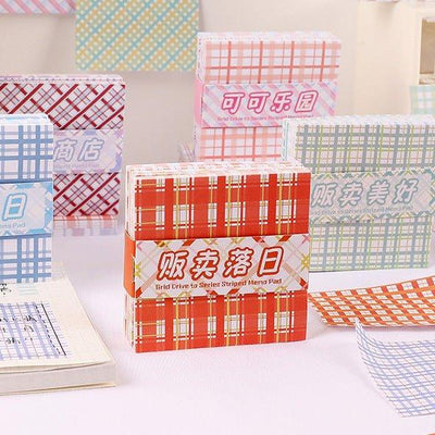 Cute plaid notes Plaid pattern Grid drive to series Decorative notes DIY hand account decoration NP-000122 - CHL-STORE