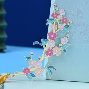 Exquisite electroplated brass bookmarks Pink cherry blossom tassels Cherry blossom bookmarks - CHL-STORE