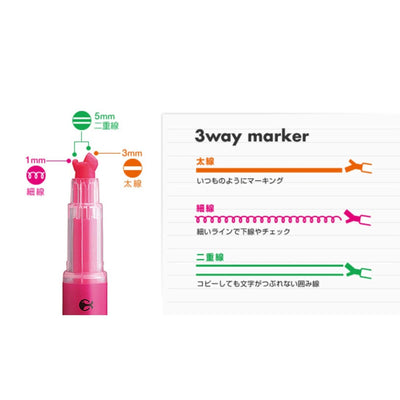 KOKUYO PM-L301 Beetle Tip 3way Marker Highlighter Pen Fluorescent Marker - CHL-STORE