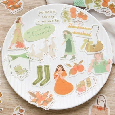 Lovers of Letters Daily Sticker Pack Character Sticker Pack Decorative Sticker Pack Quietly Walk Through the Seasons Series - CHL-STORE