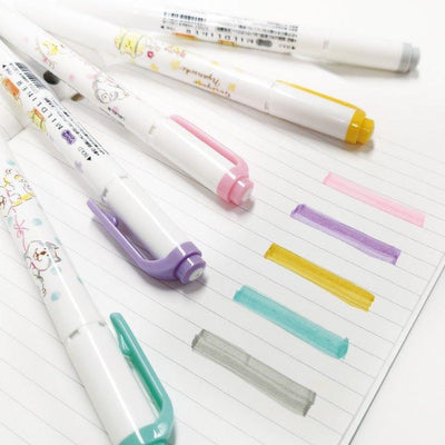 MIND WAVE x MINDLINER Shiba Inu Highlighter Marker Double-ended Highlighter Pink Purple Yellow Green Grey - CHL-STORE
