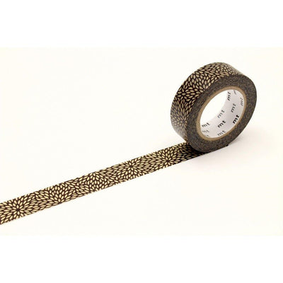 MT Deco series Japanese paper tape Small chrysanthemum petals flower black - CHL-STORE
