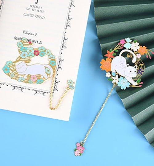 Original Brass Fan Bookmark Note Cat NP-090022 - CHL-STORE