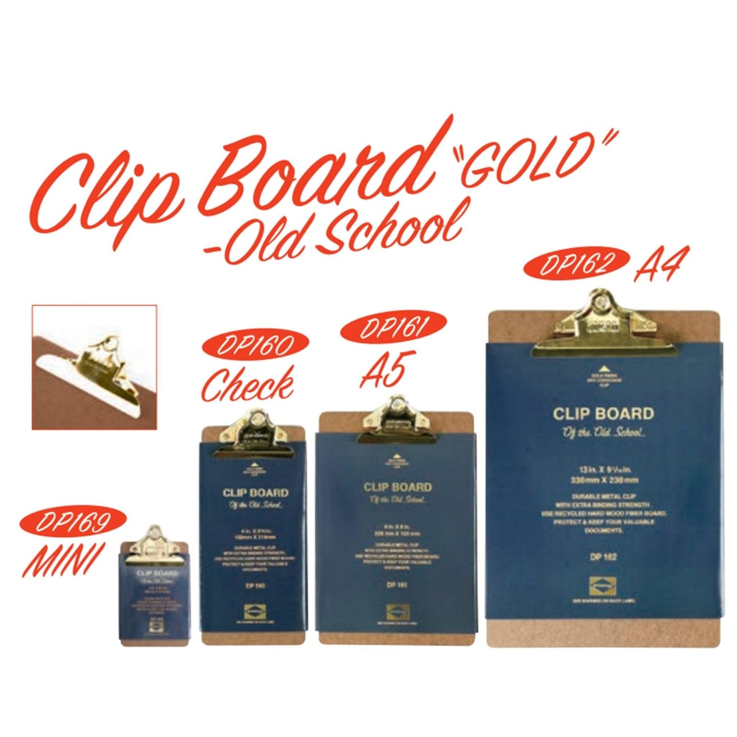 (Pre-Order) HIGHTIDE PENCO CLIP BOARD GOLD OLD SCHOOL MINI CHECK A5 A4 DP162 - CHL-STORE