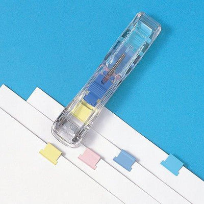 (Pre-Order) OHTO Clear Gachuck Non-Stapler Pastel Color Stainless Steel Clip GS-500C (Medium) - CHL-STORE