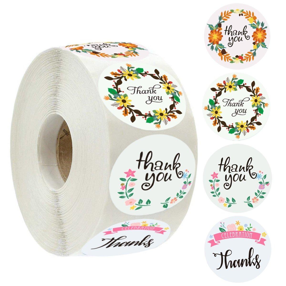 Round Floral Stickers Roll Sealing Stickers 500pcs NP-000050 - CHL-STORE