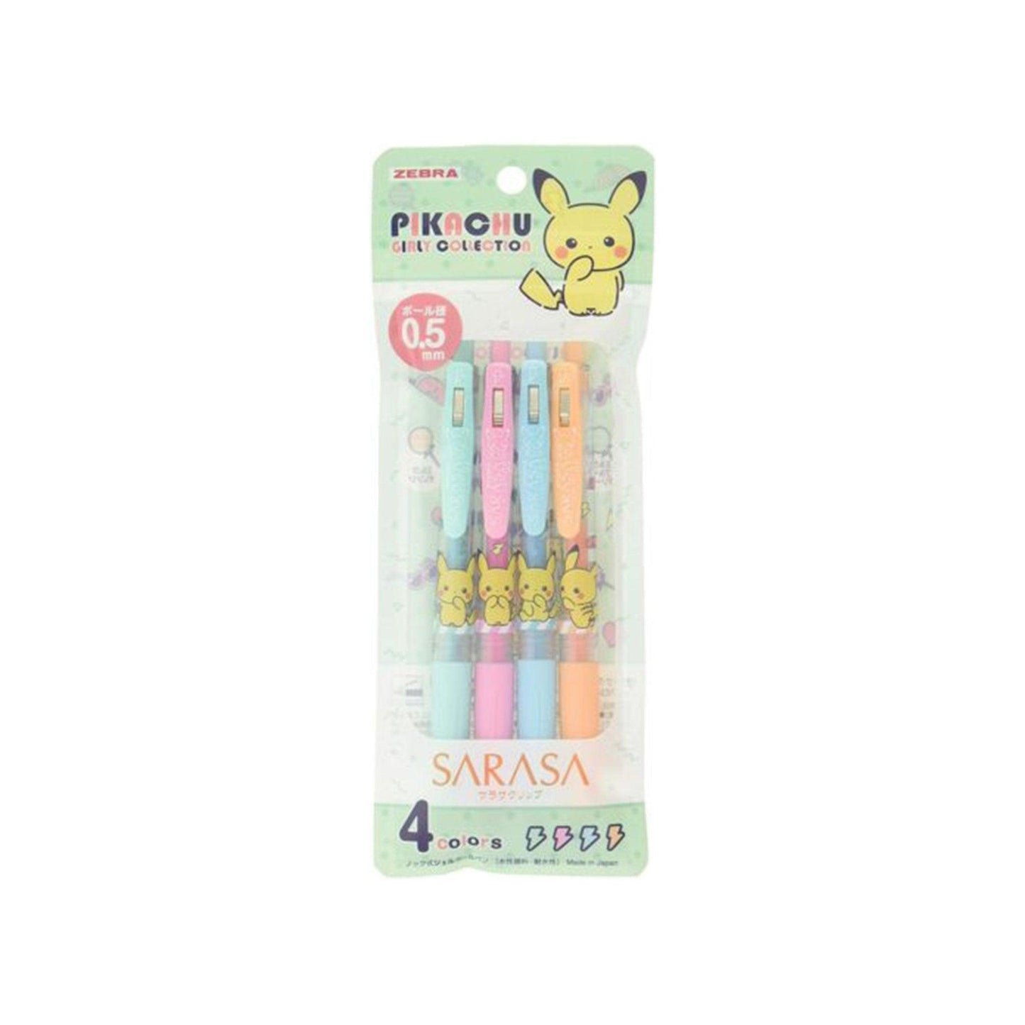 Showa note x ZEBRA NO.86072800 SARASA 0.5mm Pikachu Pok?‡mon Gel Pen Ball Pen Four-color Set - CHL-STORE