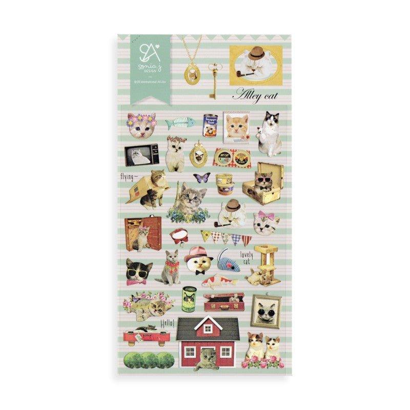 SONIA ALLEY CAT Lang cat stickers decorative stickers sealing stickers NP-HEZQI-0104 - CHL-STORE