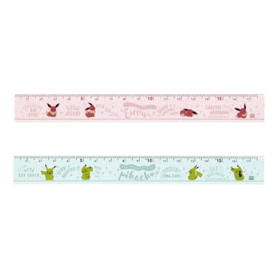 Sun-Star S40064 Pok?‡mon Pikachu Eevee Acrylic Pink Green 17cm Ruler - CHL-STORE