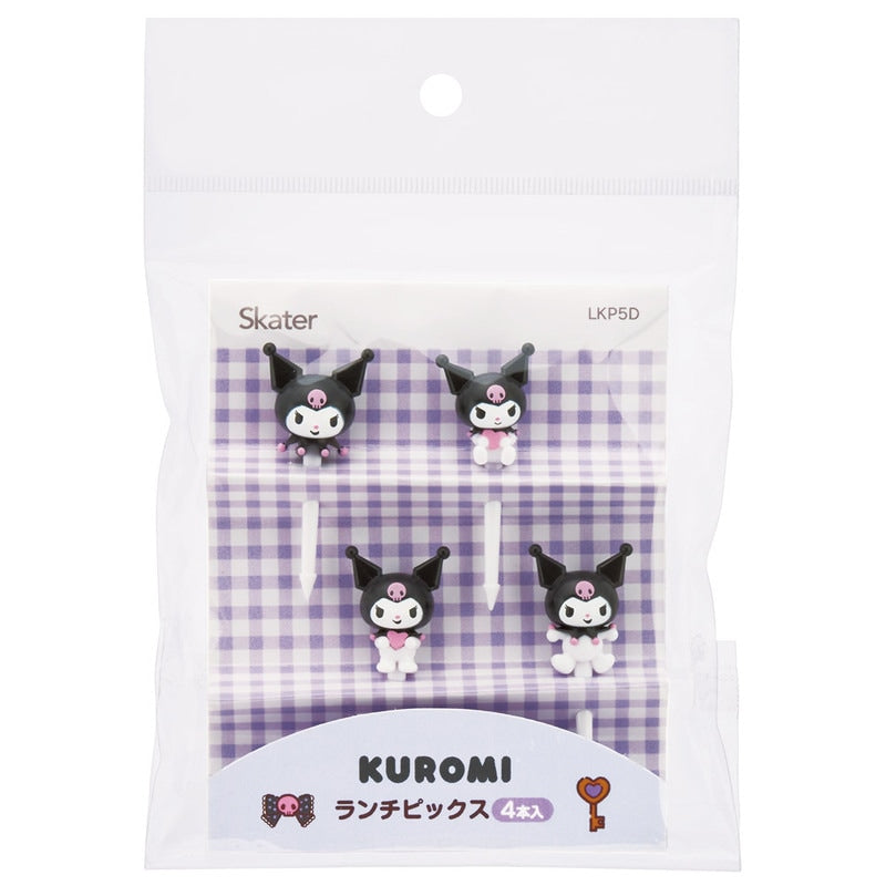SKATER Kuromi Bento Decoration Sanrio Food Cooking Bento Decoration Fruit Fork Cute Decoration Set of 4