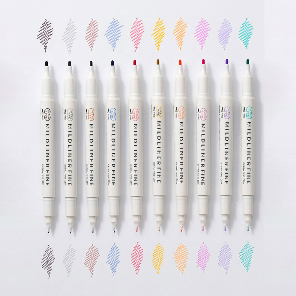 ZEBRA MILDLINER Dual Fine Tip Highlighter (WYT9) Fine Tip + Extra-Fine Tip Soft Color Marking