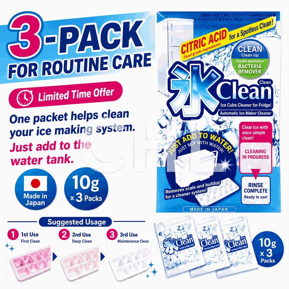 Ice Clean Automatic Ice Maker Cleaner 3 Times Made in Japan Citric Acid Cleaning Disinfectant Cleaner Cleaning Care Cleaning Supplies