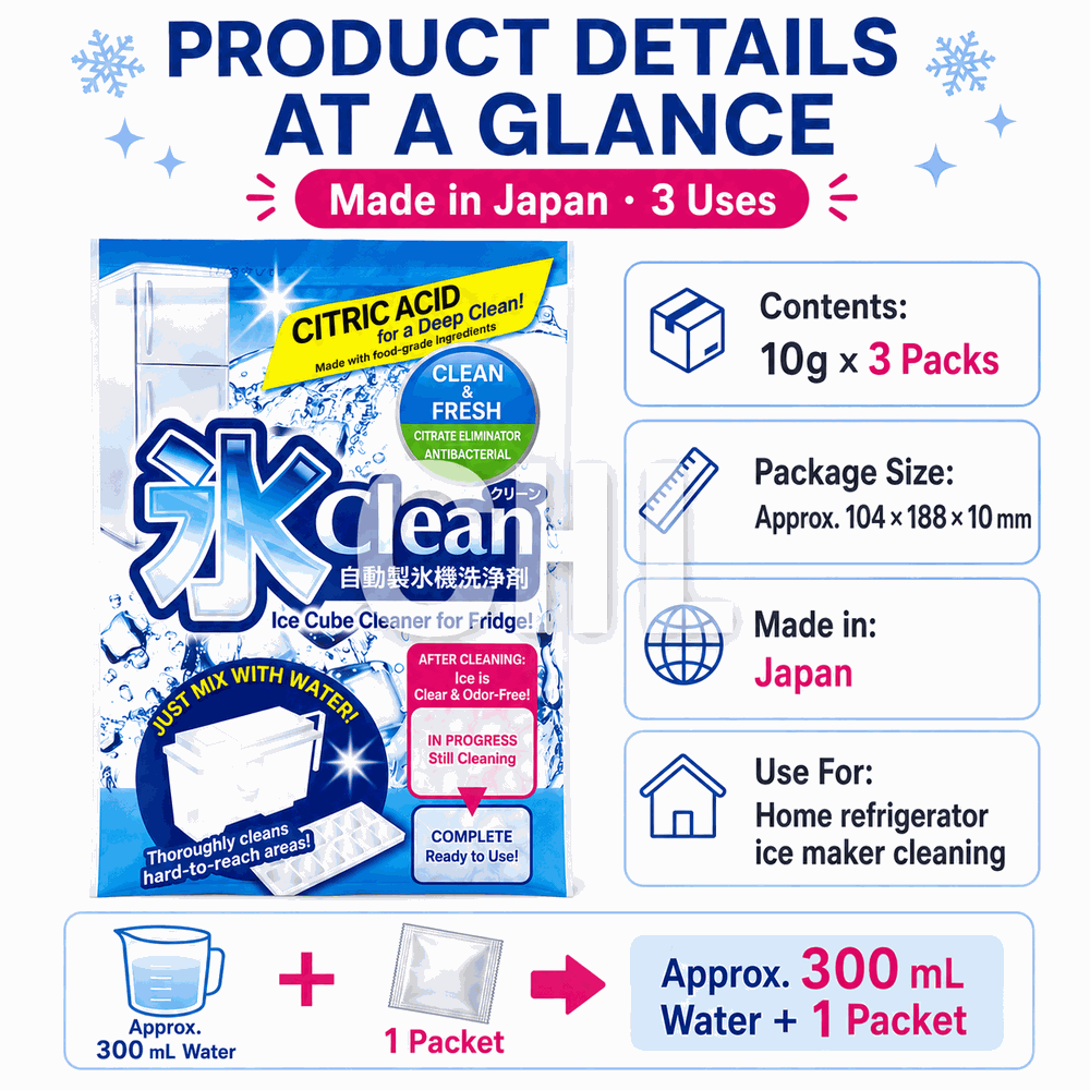 Ice Clean Automatic Ice Maker Cleaner 3 Times Made in Japan Citric Acid Cleaning Disinfectant Cleaner Cleaning Care Cleaning Supplies