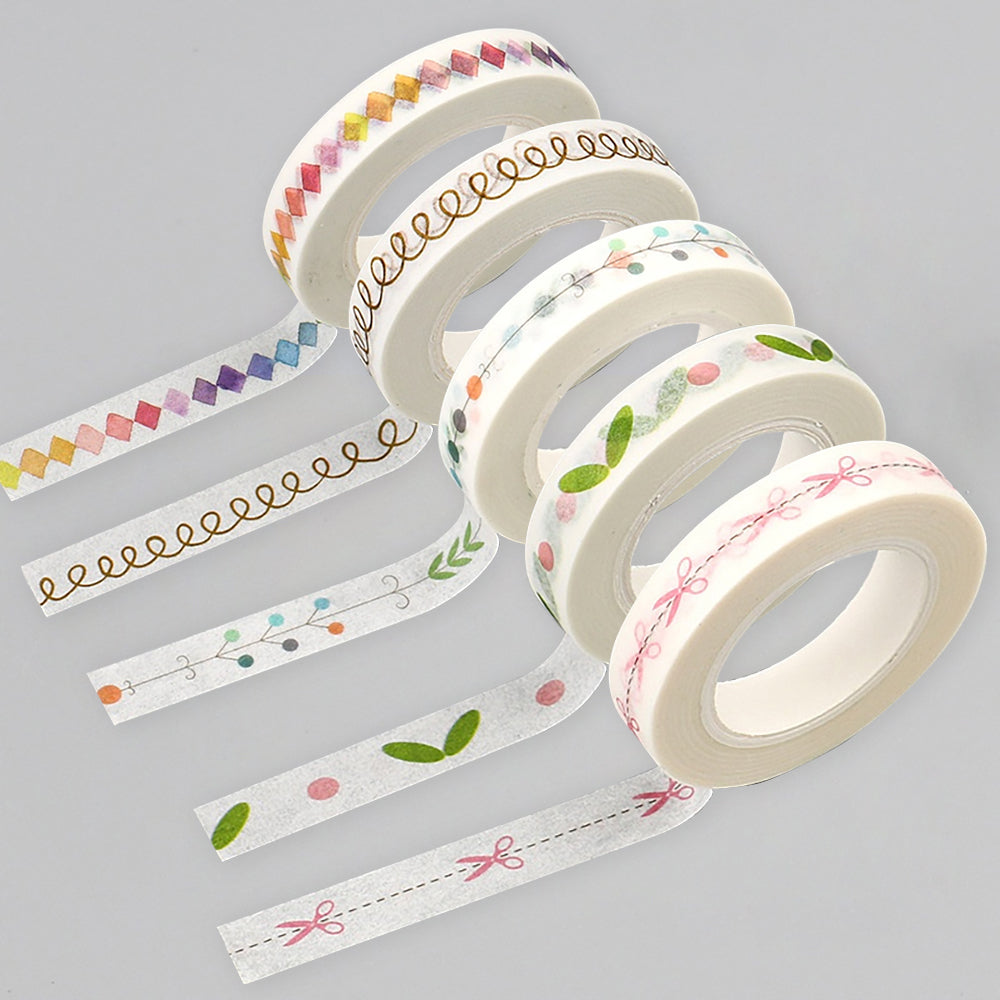 Washi tape, notebook accessories, card decoration, art stickers, rainbow grid, hand-painted circles, pink scissors