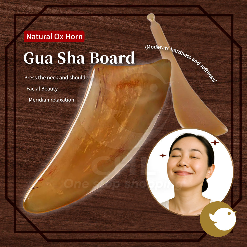 Natural Ox Horn Gua Sha Board – Full Body Massage Tool for Face, Neck, and Shoulders