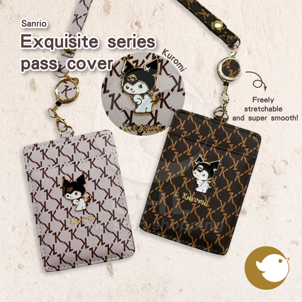 Kuromi Chic Sanrio Leather Card Holder with Telescopic Coil