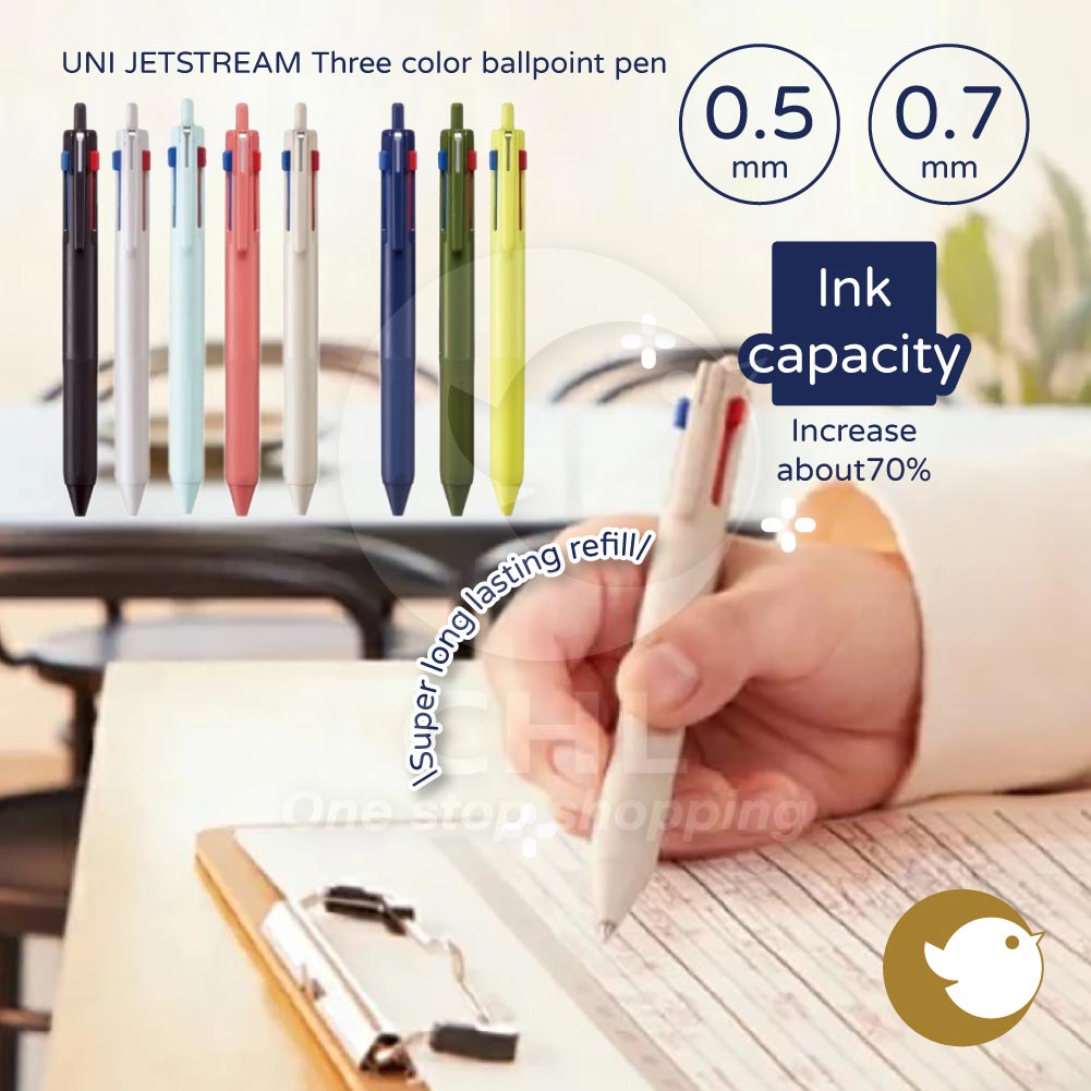 UNI Oily JETSTREAM SXE350705 SXE350707 0.5mm 0.7mm New Tricolor Ballpoint Pen - CHL-STORE 