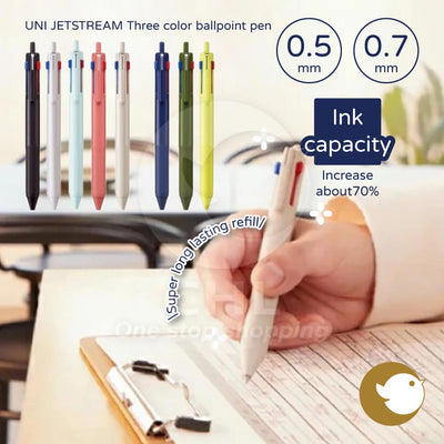 UNI Oily JETSTREAM SXE350705 SXE350707 0.5mm 0.7mm New Tricolor Ballpoint Pen - CHL-STORE 