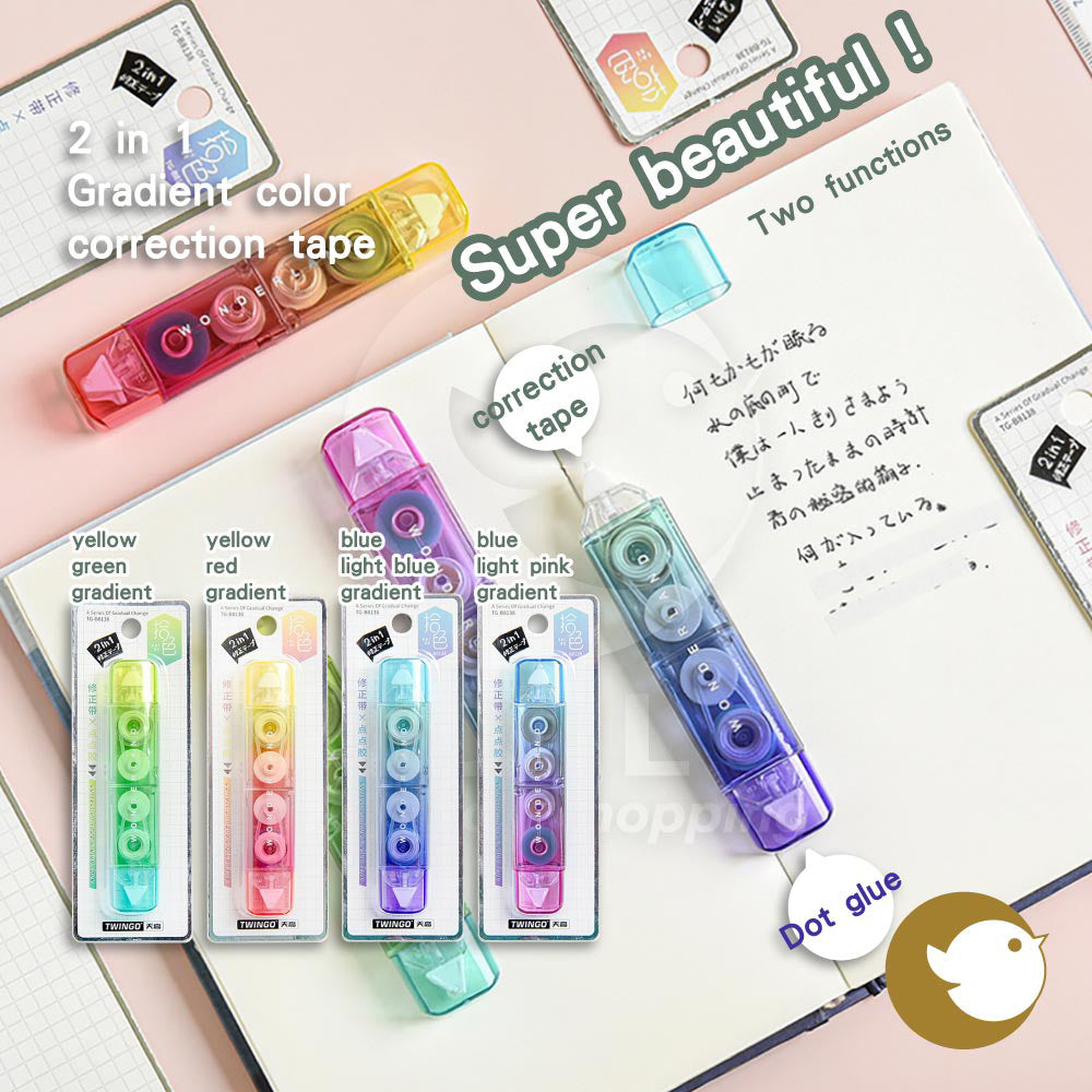 Dreamy Gradient 2-in-1 Correction & Adhesive Tape: Compact & Versatile