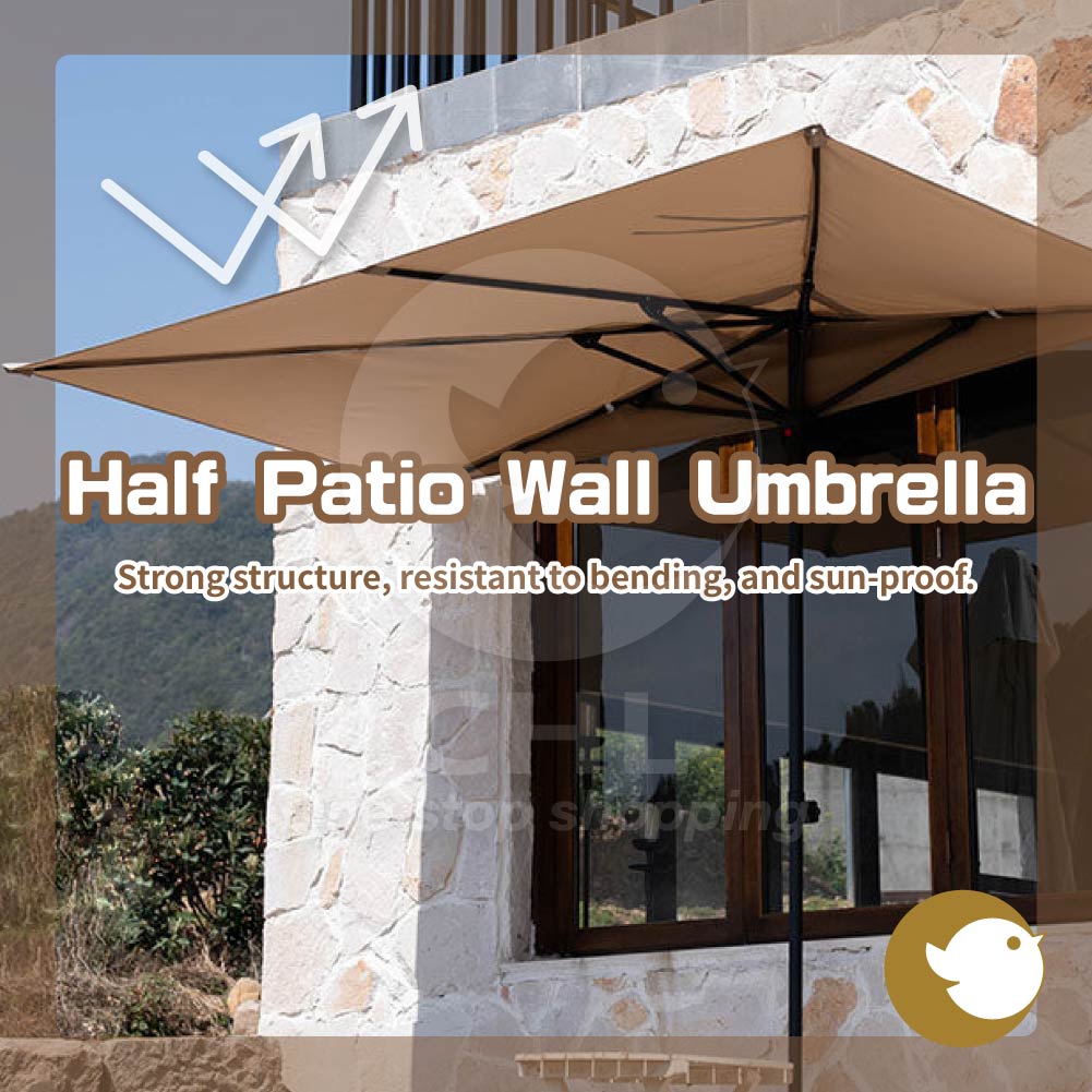 Half Patio Wall Umbrella with Water-Filled Base (200 × 150 cm) – CHL-STORE
