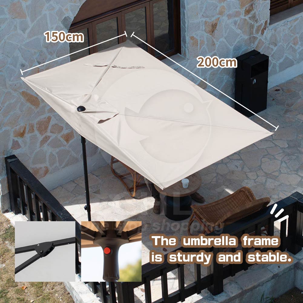 Half Patio Wall Umbrella with Water-Filled Base (200 × 150 cm)