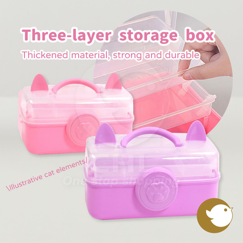 Three-layer storage box tool box cat shape thick material durable multi-function